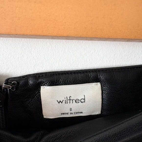 Aritzia Wilfred Patio Mini Skirt Vegan Black Leather Side Slit Size 8 - Picture 7 of 9